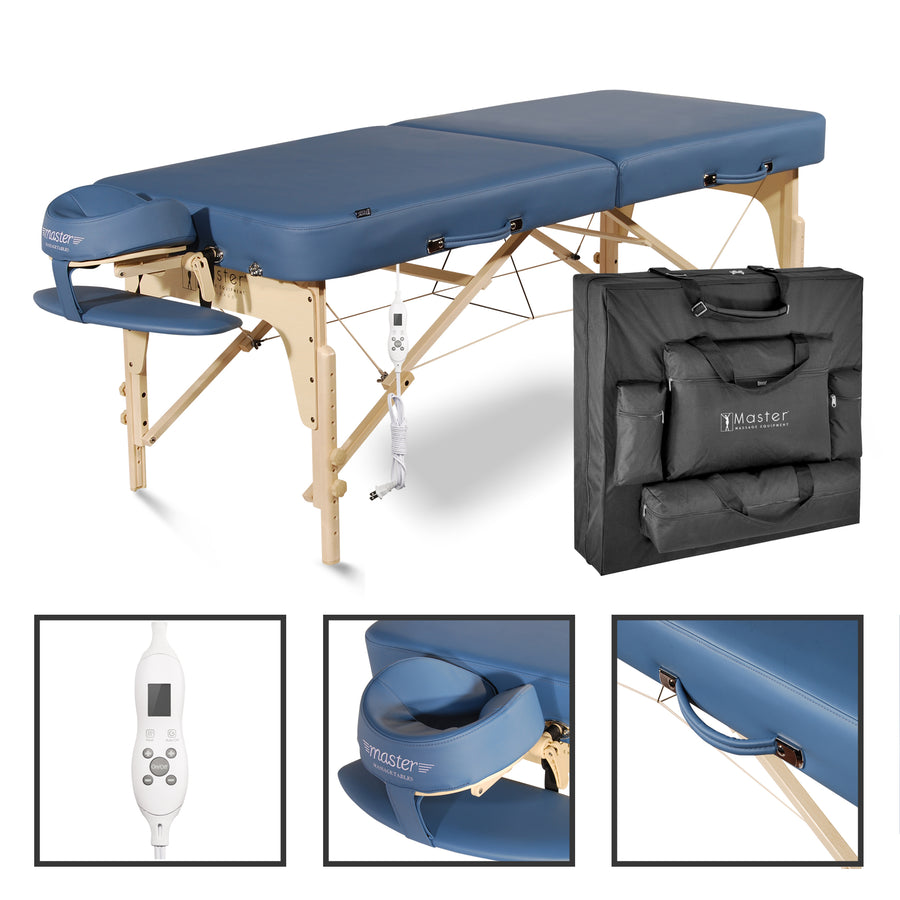 Master Massage 30" Phoenix™ Portable Massage Table Package with Therma-Top® - Adjustable Heating System! (Royal Blue Color)