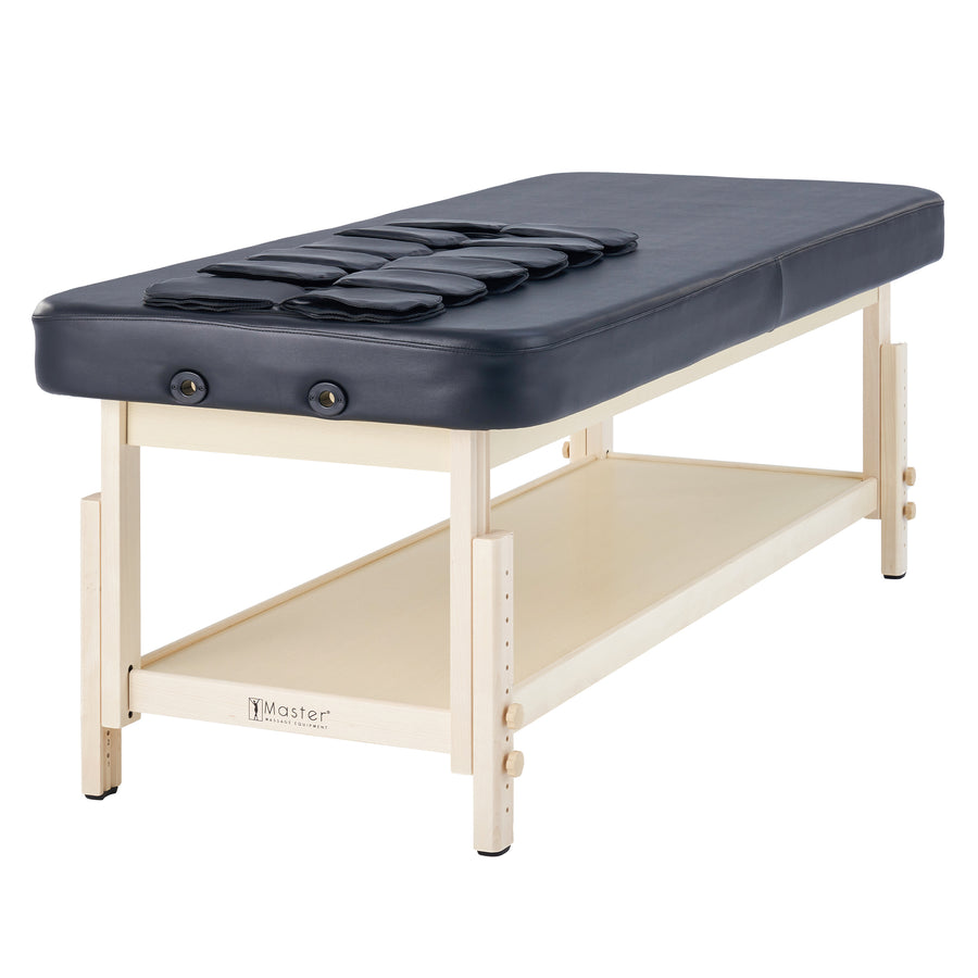 Master Massage 30” AirMaster Full Body Stretching Airwave Stationary Massage Table with Airbags. 3D Lumbar Traction - Neck, Back, Waist, Hip Relaxation & Pain Relief for Professional & Home Use Chiropractic Table (Natual color frame)