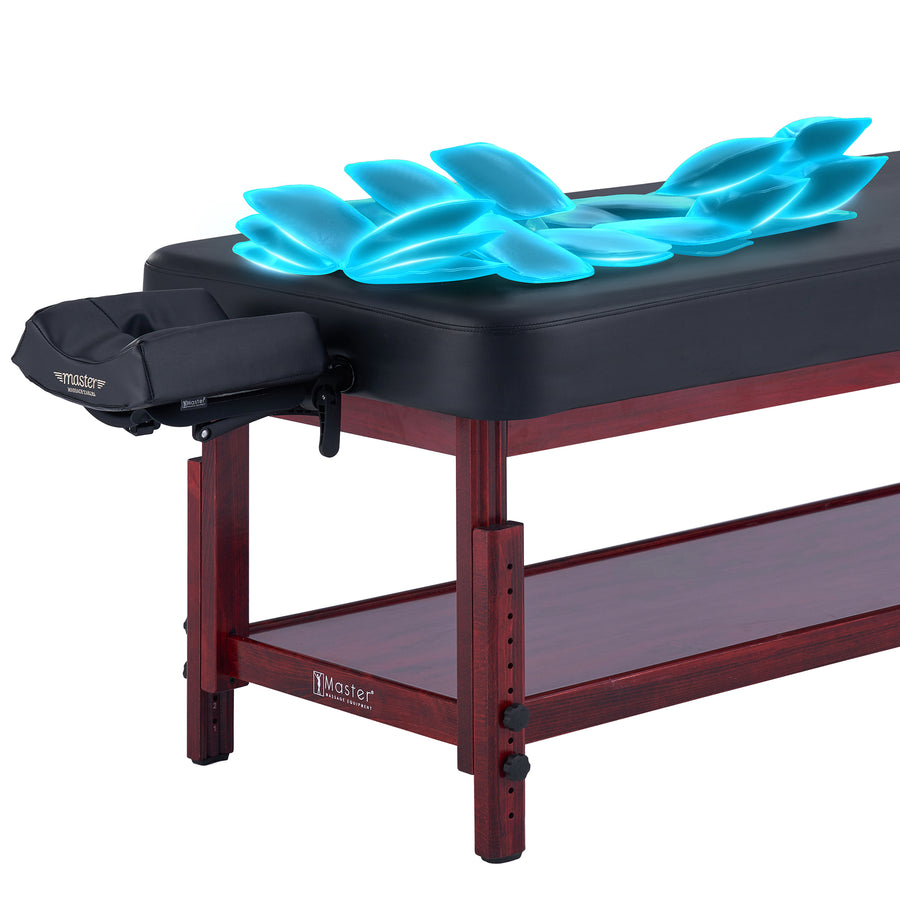 Master Massage 30” AirMaster Full Body Stretching Airwave Stationary Massage Table with Airbags. 3D Lumbar Traction - Neck, Back, Waist, Hip Relaxation & Pain Relief for Professional & Home Use Chiropractic Table (Mahogany color frame)