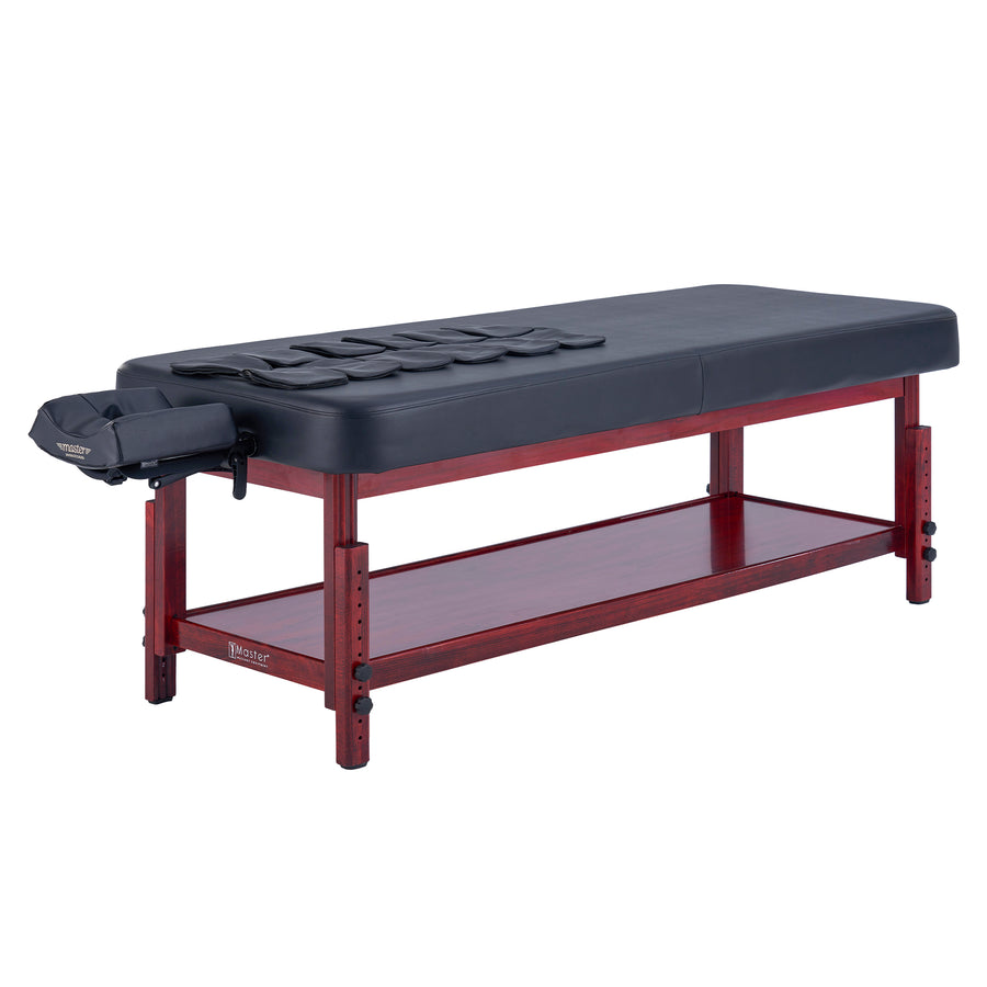 Master Massage 30” AirMaster Full Body Stretching Airwave Stationary Massage Table with Airbags. 3D Lumbar Traction - Neck, Back, Waist, Hip Relaxation & Pain Relief for Professional & Home Use Chiropractic Table (Mahogany color frame)