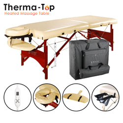 Master Massage 28" Caribbean™ Portable Massage Table Package with THERMA-TOP® - Built-In Adjustable Heating System and Memory Foam! (Cream)