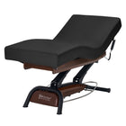 Master Massage Atlas Deluxe Electric Lift Spa Salon Stationary Bed - Oak Base, Cream Top with Interchangable Black Upholstery