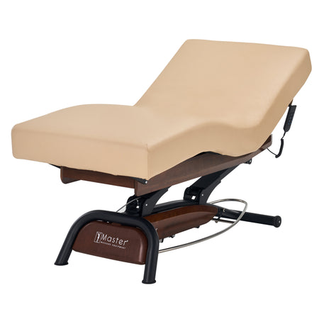 [Presale - 9/14 PICKUP ONLY, Tampa, FL] Master Massage Atlas Deluxe Electric Lift Spa Salon Stationary Bed, Cream Top with Interchangable Black Upholstery