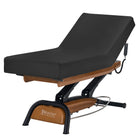 Master Massage Atlas Liftback Electric Lift Spa Salon Stationary Bed - Oak Base, Cream Top with Interchangable Black Upholstery