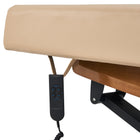 Master Massage Atlas Liftback Electric Lift Spa Salon Stationary Bed - Oak Base, Cream Top with Interchangable Black Upholstery