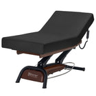 Master Massage Atlas Liftback Electric Lift Spa Salon Stationary Bed - Oak Base, Cream Top with Interchangable Black Upholstery